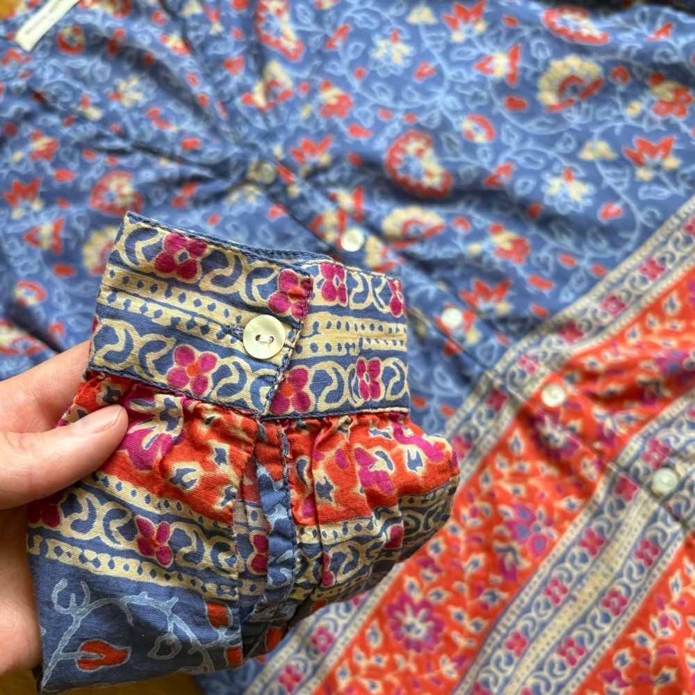 Floral Blue and Red Button Down Shirt - Picture 7 of 9